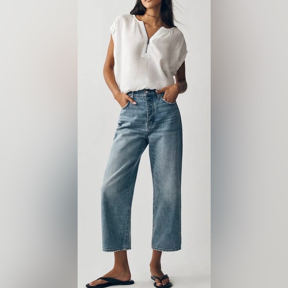pistola Denim - Pistola Cassie Super High Rise Straight Crop Jeans Light Wash Size 27